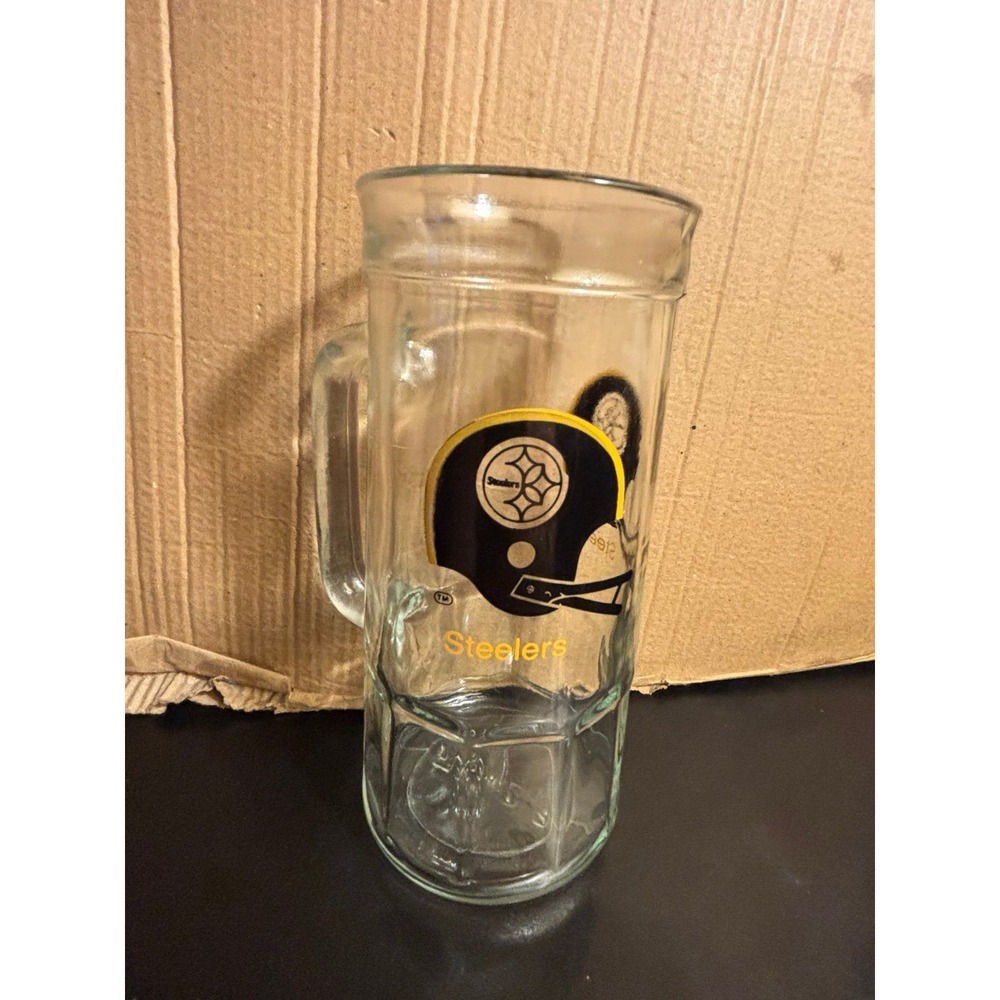 Vtg Retro NFL PITTSBURGH STEELERS Helmet Logo Tall Large Beer Glass Mug